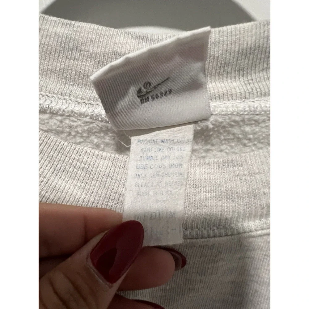 Vintage 90s Nike Spellout Embroidered Sweatshirt Size Medium Boxy Heather‎ Grey